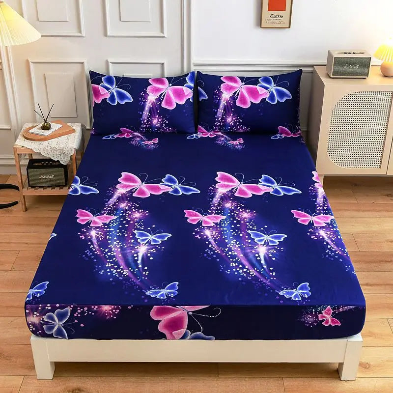 Afralia™ Night Sky Moon Fitted Sheet Set - 3Pcs, All Season Bedspread