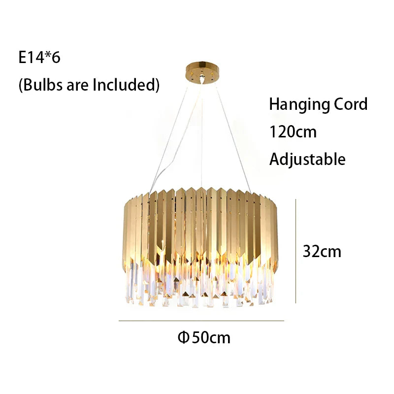 Afralia™ Modern Gold Crystal Chandelier Pendant Light for Dining and Living Room