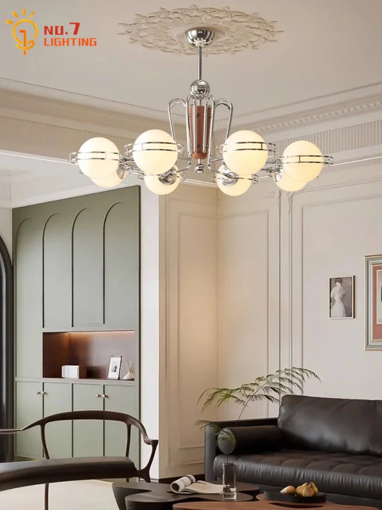 Afralia™ Feather Glass Chandelier LED E27 Retro Iron Art Hanging Lamp