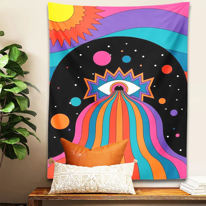 Afralia™ Sun Moon Rainbow Tapestry Wall Hanging for Boho Home Decor