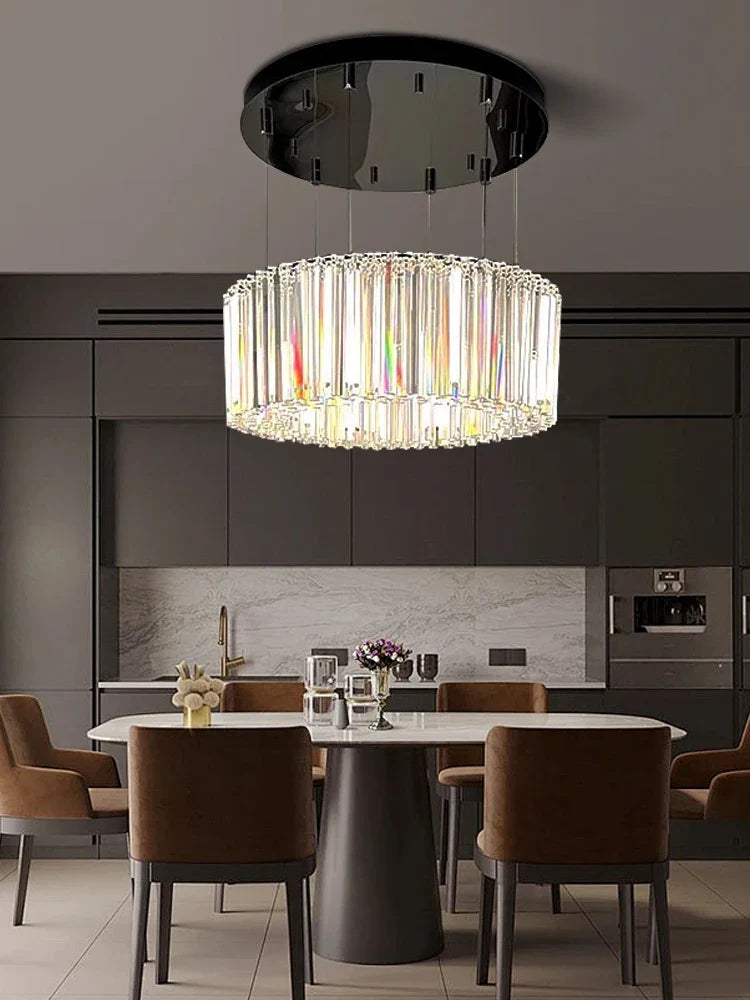 Afralia™ Luxury Stainless Steel K9 Crystal Pendant Light for Home Dining Table Decor