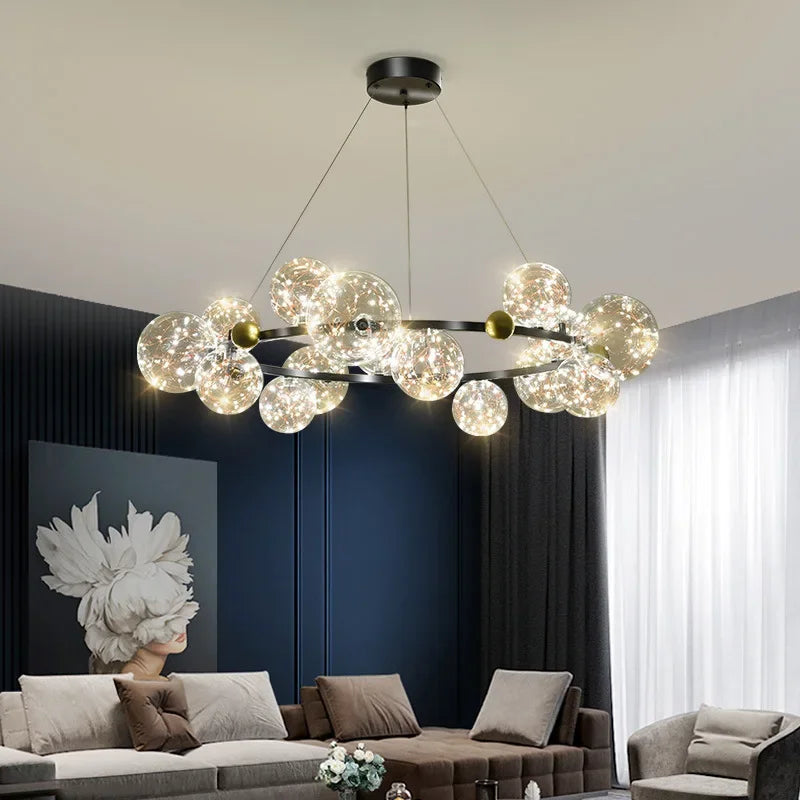 Afralia™ Modern Dimmable Metal Pendant Lights with Glass Globe for Dining Room & Bar