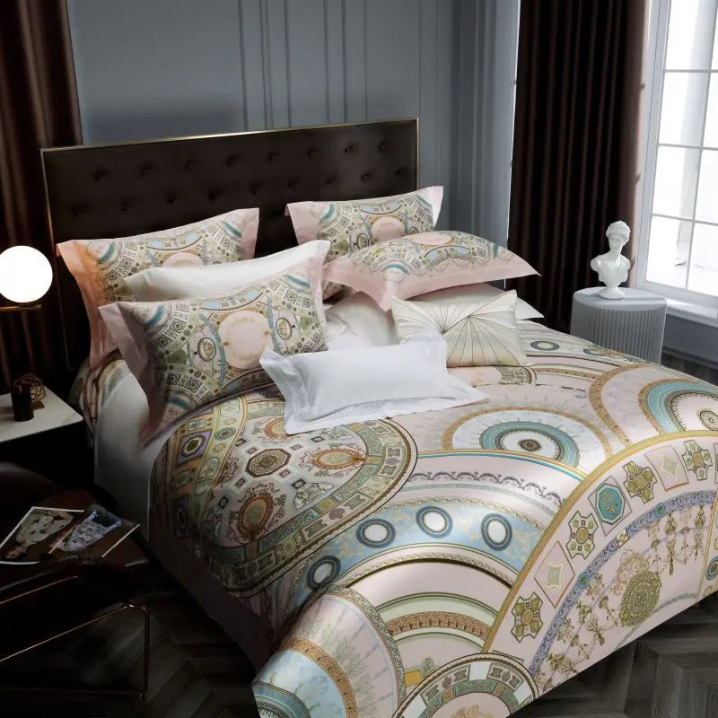Afralia™ Vintage Printing Luxury Egyptian Cotton Bedding Set