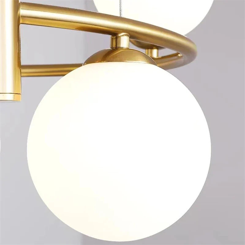 Afralia™ Glass Ball Pendant Chandelier, Adjustable Height, Modern Nordic Design