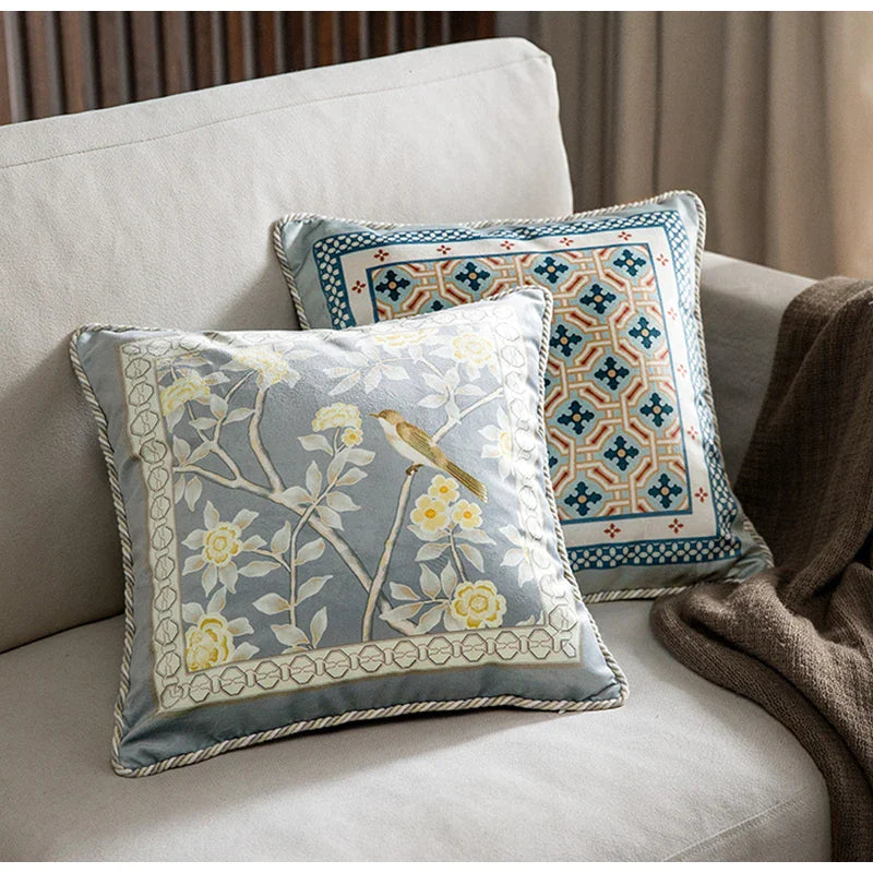 Afralia™ Victorian Garden Velvet Cushion Cover with British Botanical Floral Print
