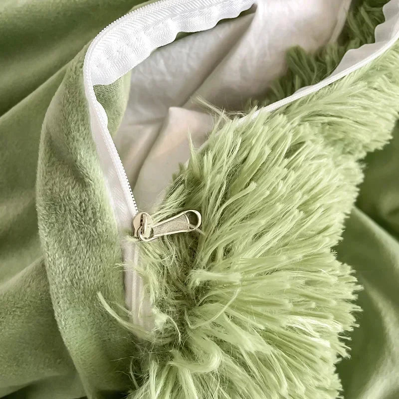 Afralia™ Fluffy Faux Fur Bedding Set: Duvet Cover, Sheet, Pillowcase - Soft & Warm