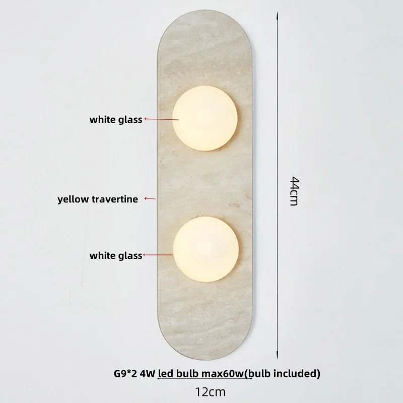 Afralia™ Luxury Stone LED Wall Lights White Glass Ball Wabi Sabi Wall Lamp