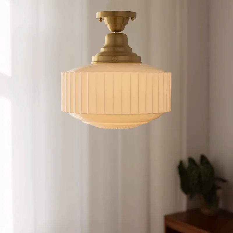Afralia™ Brass Glass Pendant Lights LED E27 Gold Lustre Ceiling Lamp