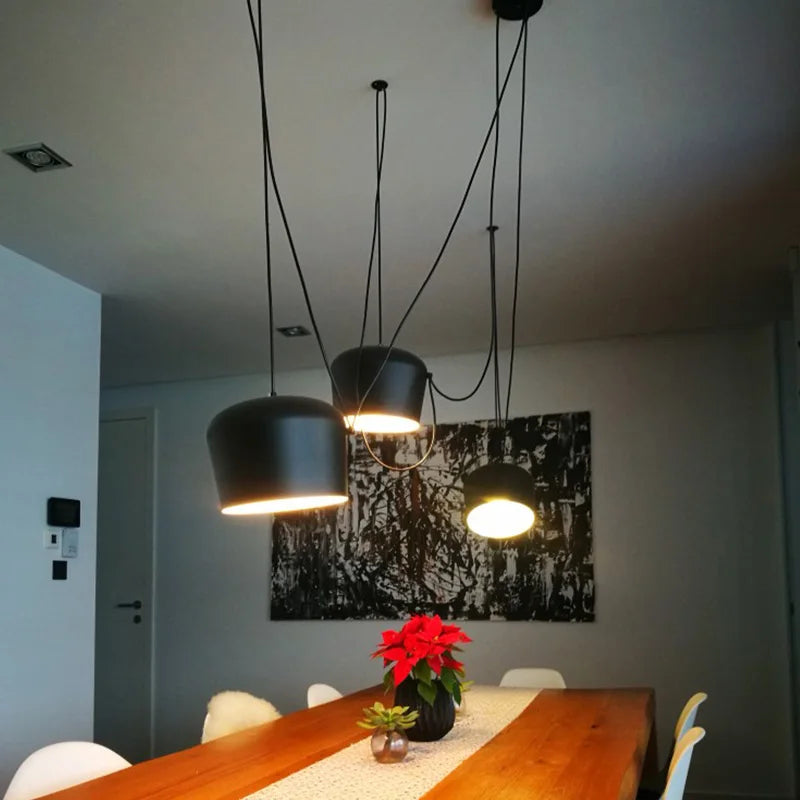 Afralia™ Modern Black Drum Chandelier for Living Room, Dining, Restaurant, Office