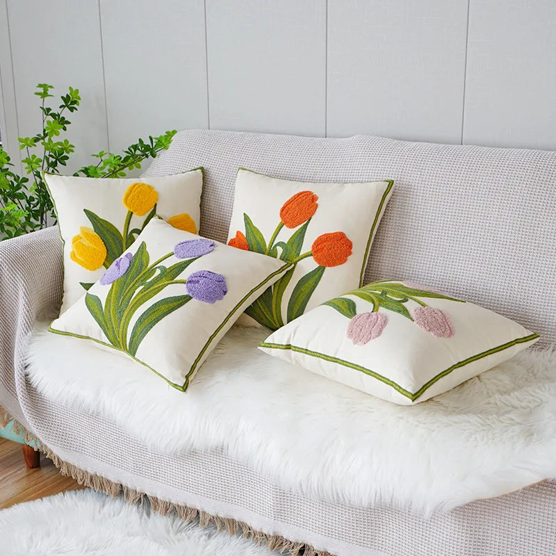 Afralia™ Floral Pillow Cover 45x45cm Home Decor Cushion Cover Living Room