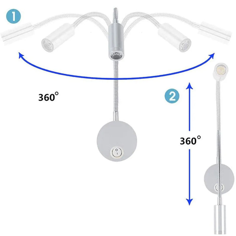 Afralia™ LED Wall Light Reading Lamp 2pcs/Lot 3W 3000K 4000K 6000K Gooseneck Task Lighting