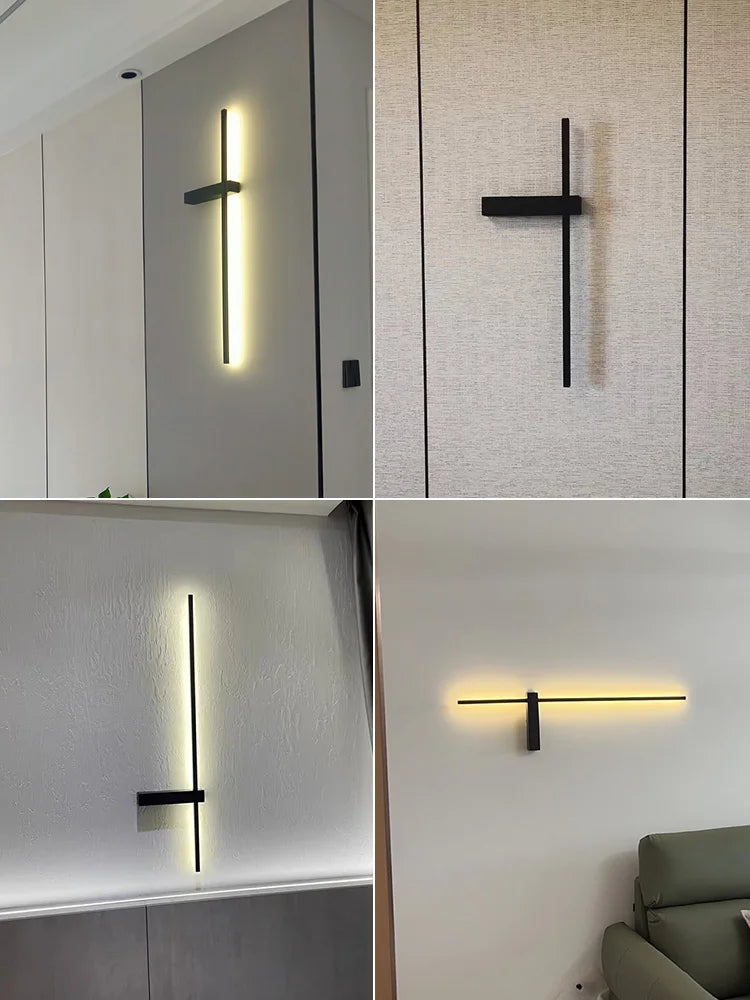 Afralia™ Modern Minimalist Strip Wall Lamp for Bedroom, Living Room, and TV Background