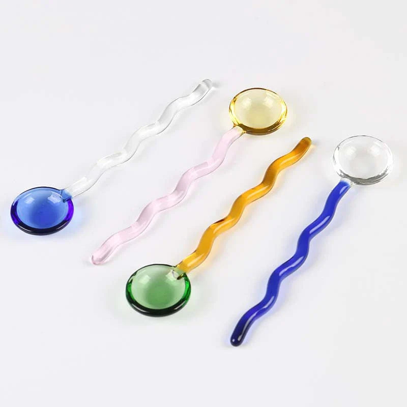 Afralia™ Glass Spoon Coffee Stirring Rod for Home Cafe, Dessert Jam Scoop