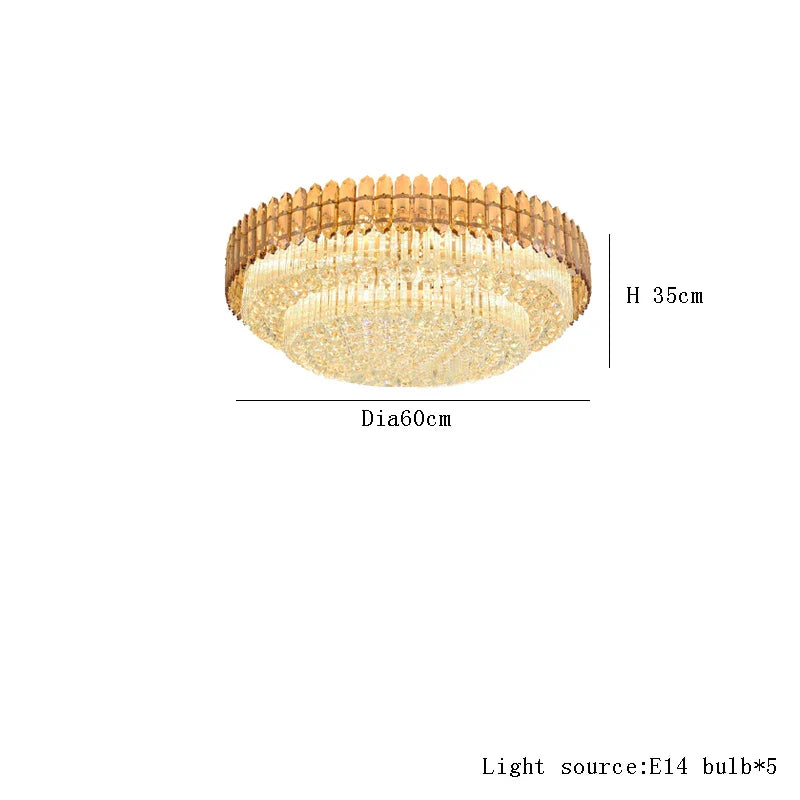 Afralia™ Amber Crystal Ceiling Lights: Modern Luxury for Living Room, Villa, Foyer