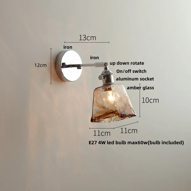 Afralia™ LED Glass Wall Light Fixture Modern Rotate Bedside Lamp Wandlamp