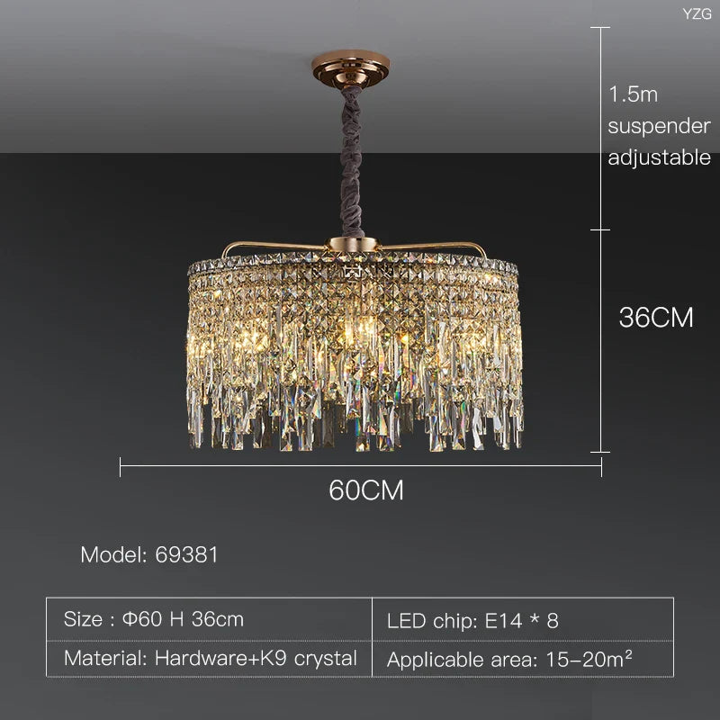 Afralia™ Luxury Crystal Chandelier for Living Room, Bedroom, and Restaurant