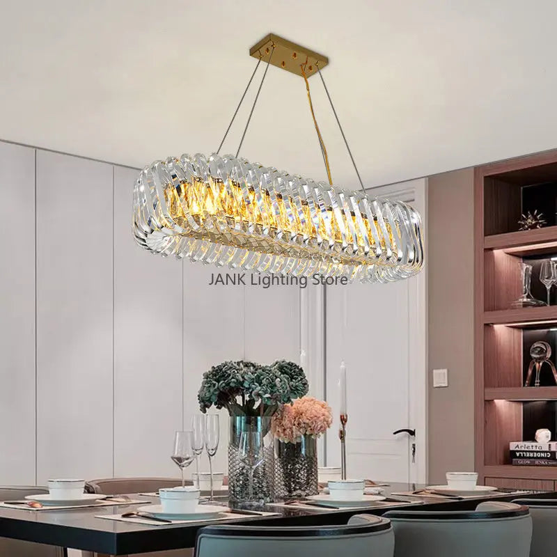 Afralia™ Oval Round Crystal Chandelier LED Pendant Lights for Luxurious Home Decor