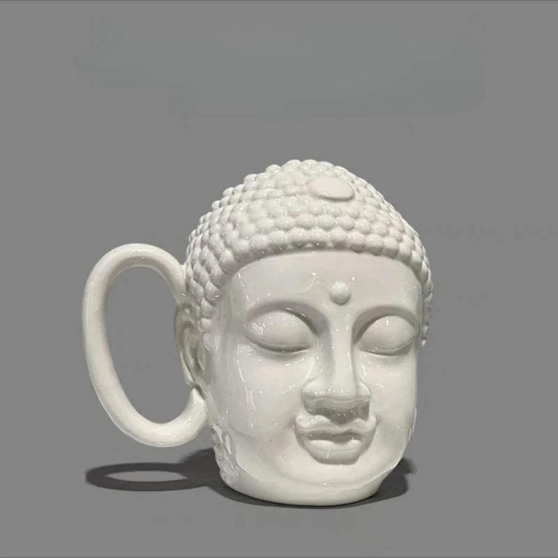 Afralia™ Buddha Sculpture Ceramic Coffee Cup with Covered Handle - Character Portrait Mug