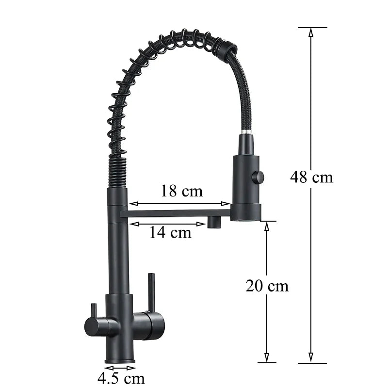 Afralia™ Matte Black Filtered Water Kitchen Faucet with Spray Mode - Cold and Hot Mixer