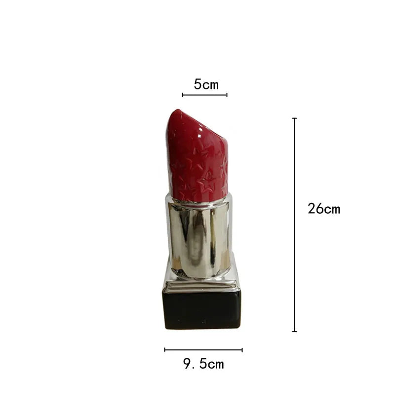 Afralia™ Lipstick Shape Ceramic Vase: Cartoon Floral Arrangement Home Decor