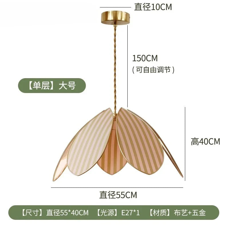 Afralia™ Petal Pendant Lights LED E27 Fabric Art Hanging Lamp for Medieval Atmosphere
