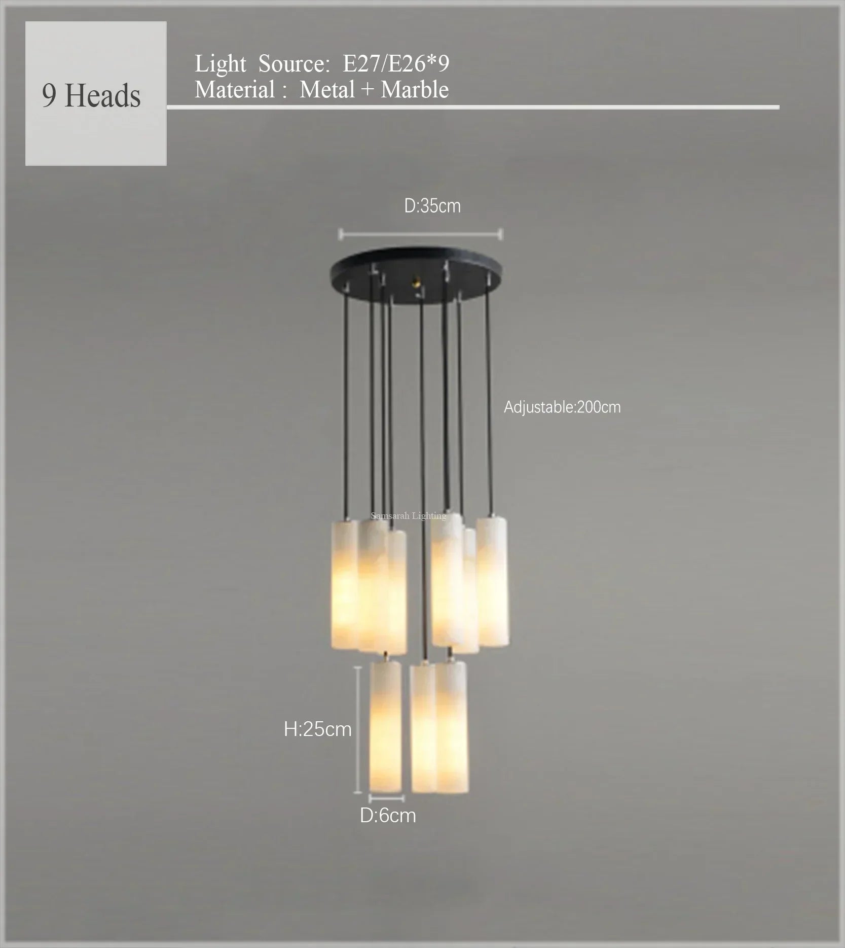 Afralia™ Nordic Marble Pendant Light Adjustable Loft Lighting for Bedroom Hall Restaurant
