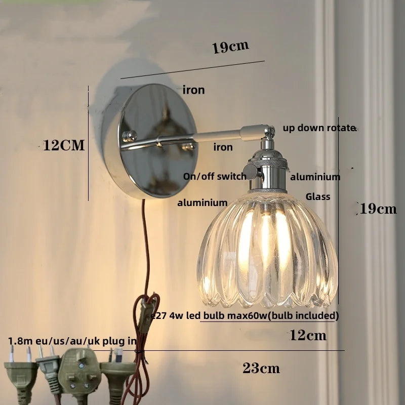 Afralia™ Clear Glass LED Wall Lamp, Up Down Rotate, Dining Aisle Bar Light
