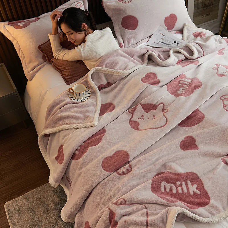 Afralia™ Math Symbol Double-sided Flannel Blanket Warm Winter Thickened Multi-functional