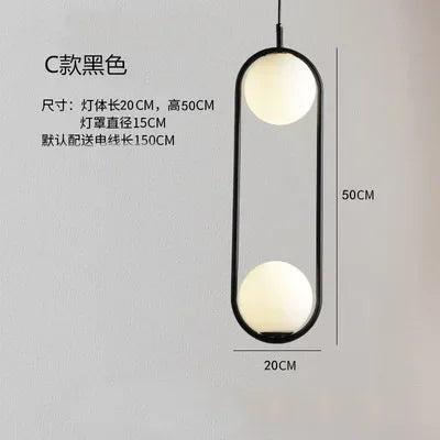 Afralia™ Glass Ball Chandelier Nordic LED Pendant for Restaurant Decor Bedroom Kitchen Dining