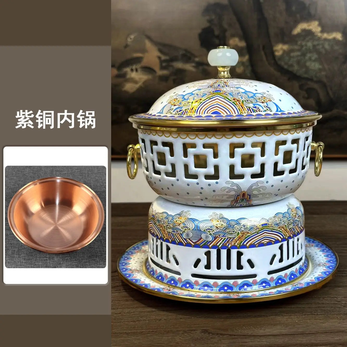 Afralia™ Copper Shabu Hot Pot Stockpot for Family Gathering and Picnic