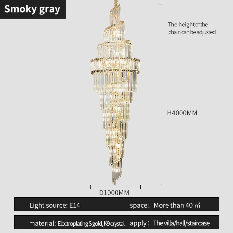 Afralia™ K9 Deluxe Crystal Pendant Chandelier: Dazzling LED Ceiling Light for Modern Elegance