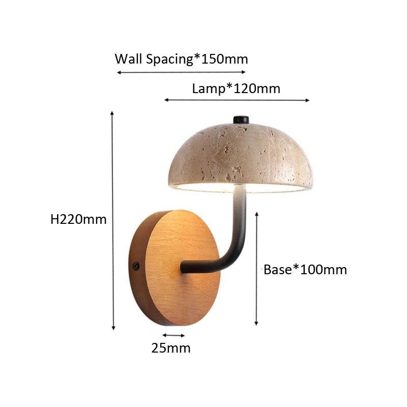 Afralia™ Yellow Marble Mushroom Wall Light Bedside Sconce for Hotel Restaurant Decor