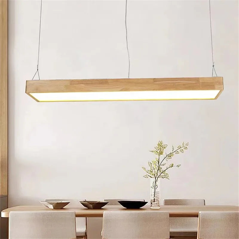 Afralia™ Natural Wood Pendant Light for Dining Room, Office, and Living Room