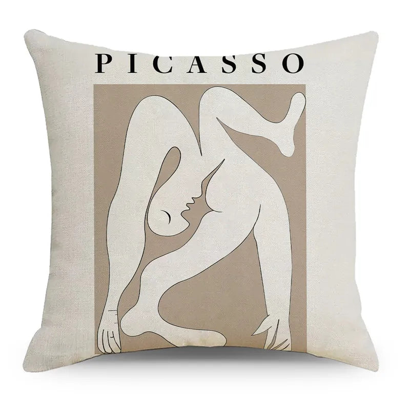 Nordic Abstract Linen Pillow Case Black White Ins Style Afralia™ Home Decor Cover