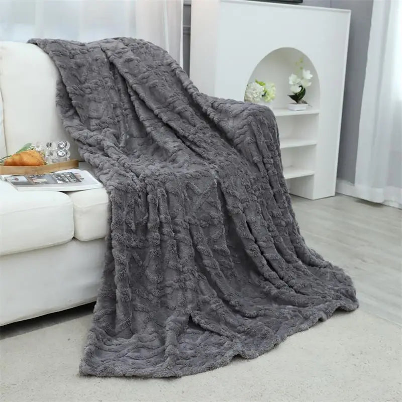 Luxury Jacquard Coral Fleece Blanket by Afralia™