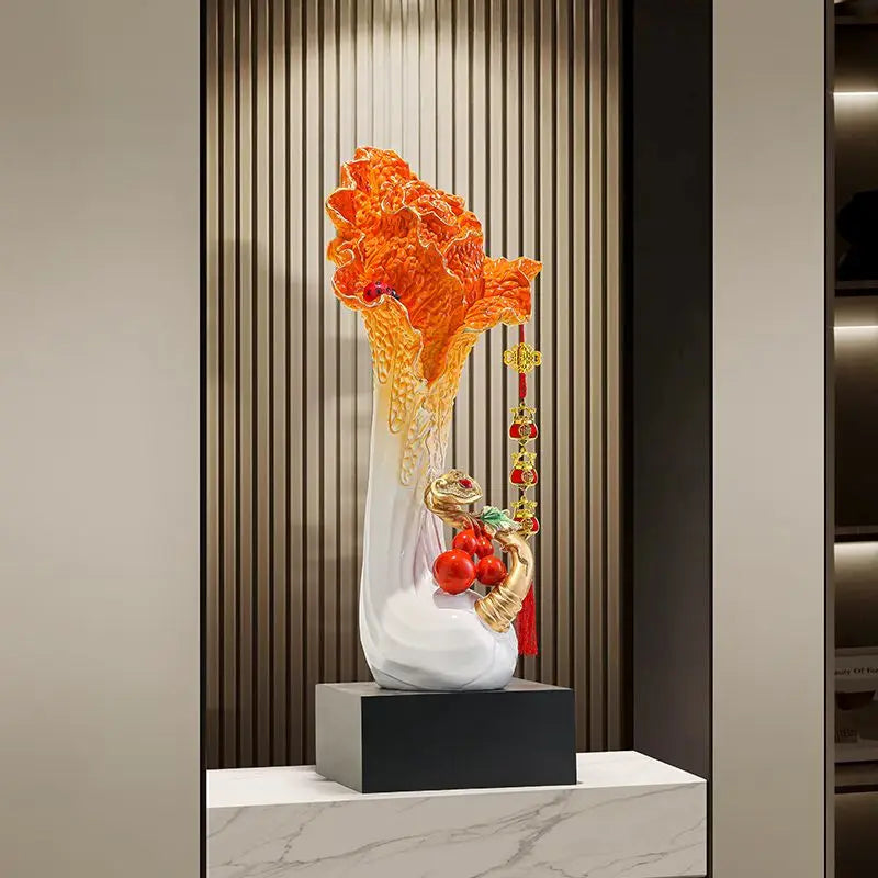 Afralia™ Cabbage Ornament: New Chinese Style Boss Office Decoration for Desktop or Wine Cabinet