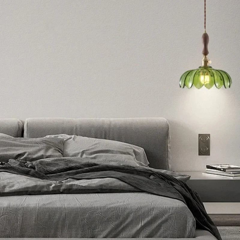 Afralia™ Amber Glass LED Hanging Lamp Japanese Vintage Pendant Lights for Bar Loft