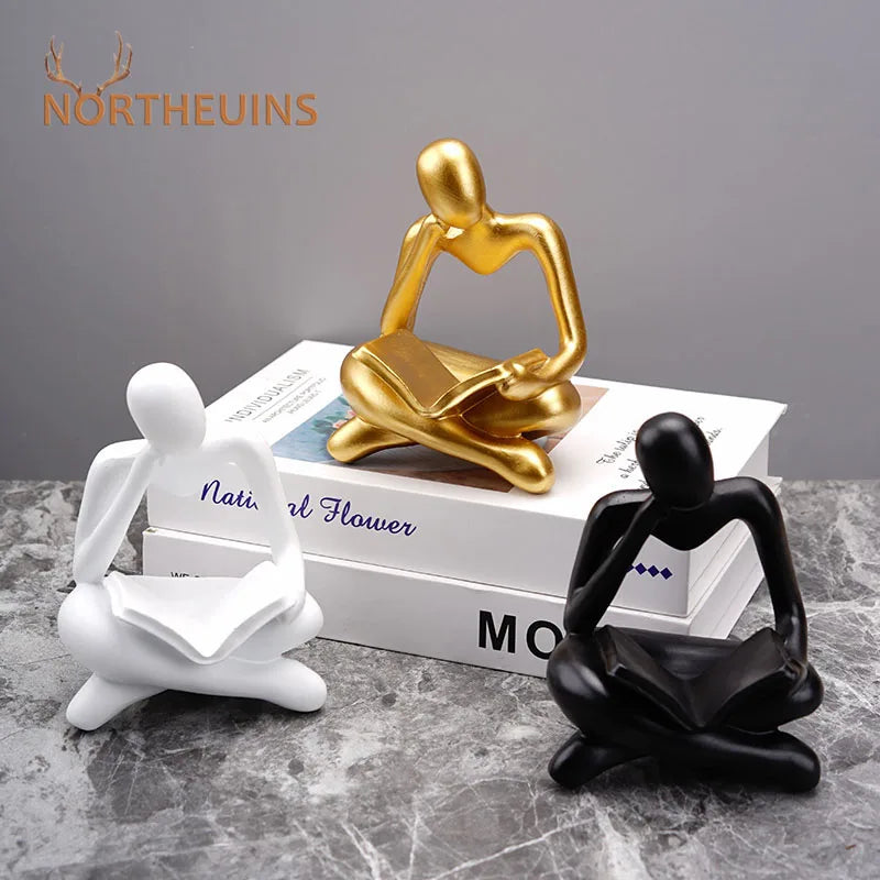 Afralia™ Abstract Thinker Resin Figurine for Home Office Decor