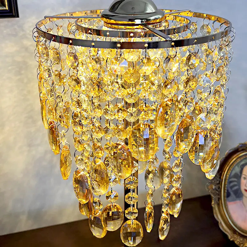 Afralia™ Crystal Glass Table Lamp with Round Stand for Bedroom Living Room