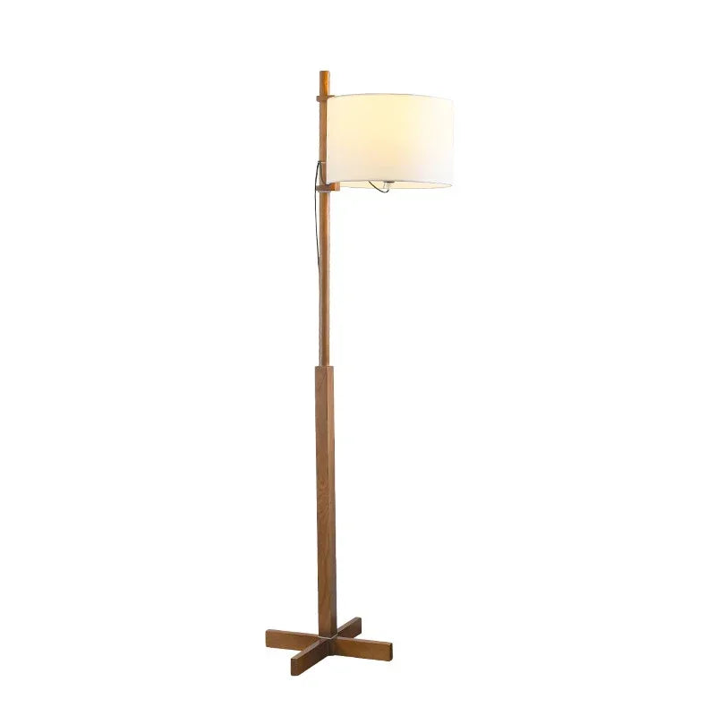 Afralia™ Solid Wood Fabric Shade LED Floor Lamp for Home Decor