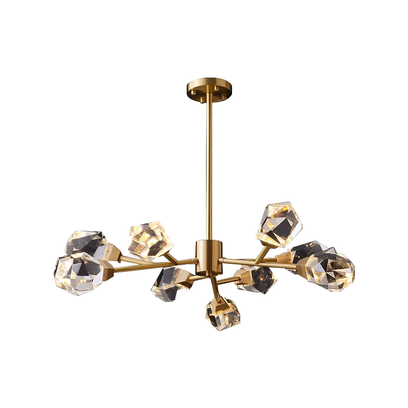 Afralia™ Diamond Crystal Brass LED Pendant Light Gold Luxury Hanglamp