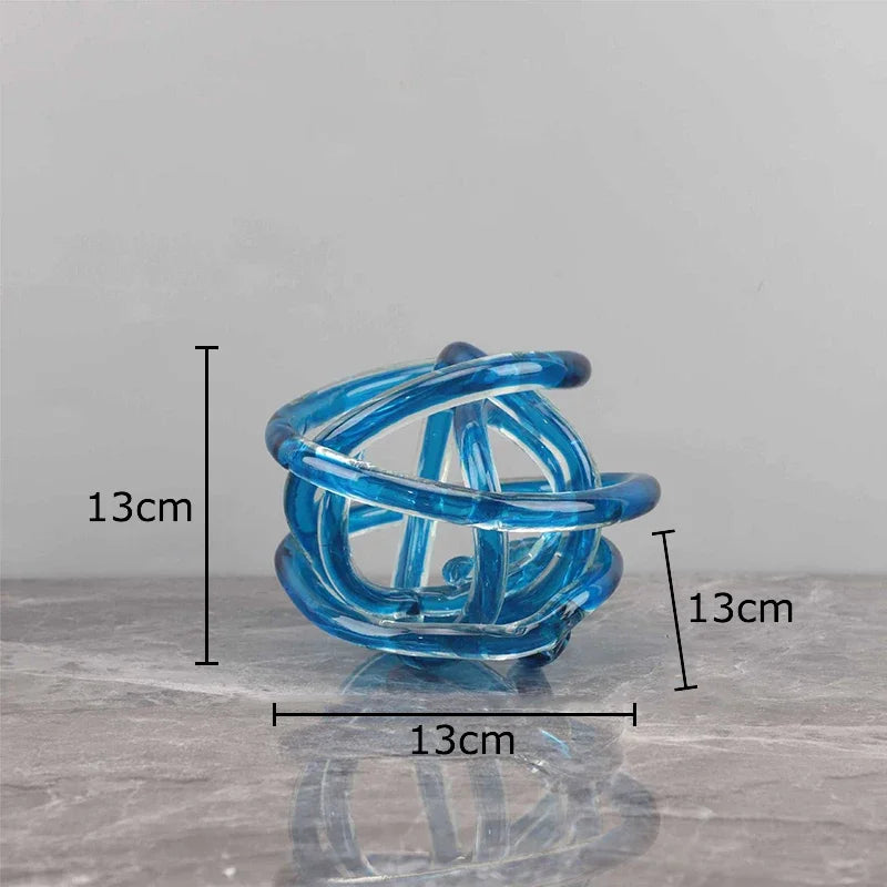 Afralia™ Modern Glass Chain Cluster Sculpture Transparent Thread Ball Aesthetics Decor