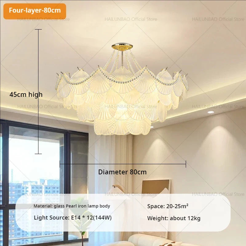 Afralia™ Pearl Feather Crystal Chandelier: French Romantic Lighting for Superior Living & Bedroom
