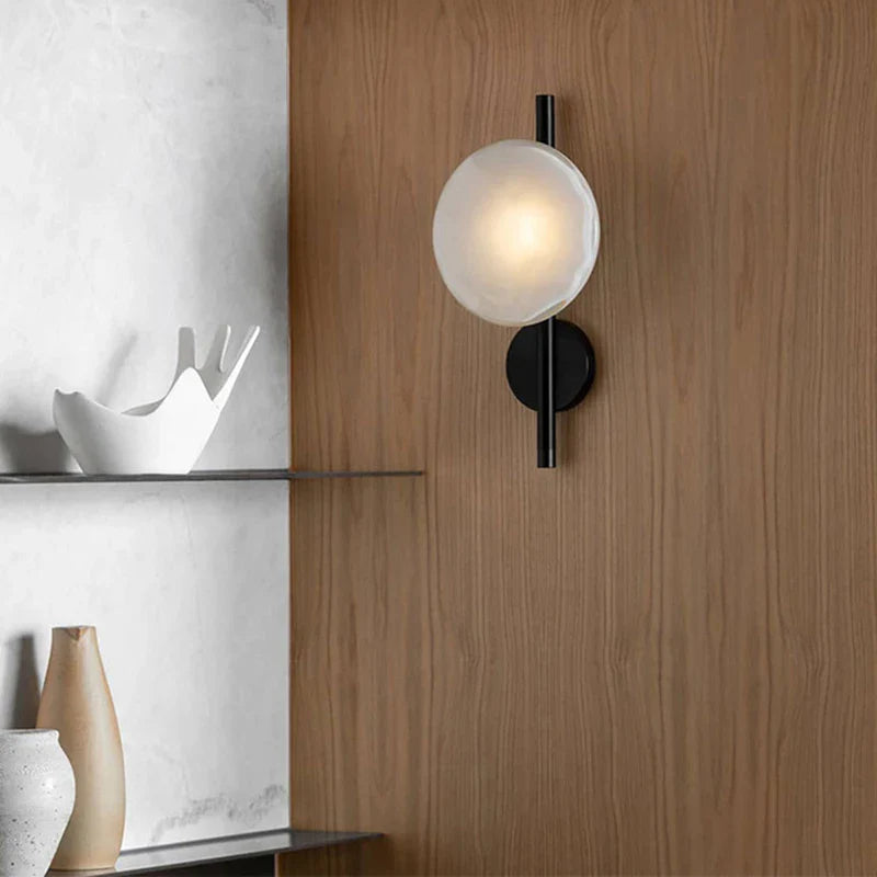 Afralia™ Nordic Glass Wall Light 20cm Gold/Black Metal Sconce