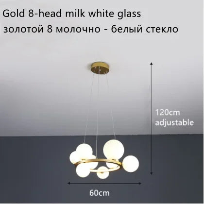 Afralia™ Glass Ball LED Chandelier: Modern Nordic Style for Living, Dining, Kitchen, Study