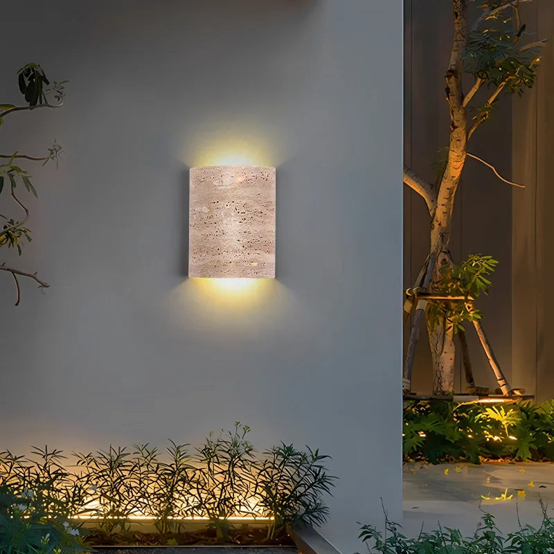 Afralia™ Yellow Travertine LED Wall Light Sconces for Living Room Home Decor