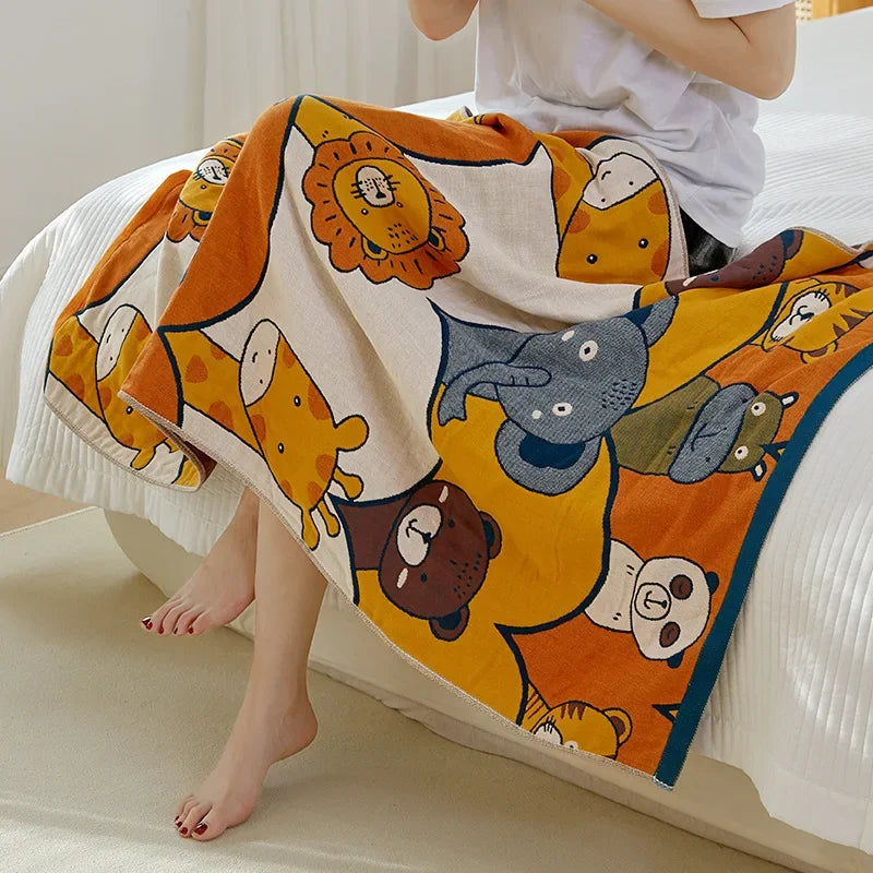 Afralia™ Cotton Gauze Bath Towel - Large Cartoon Towel 70x140cm