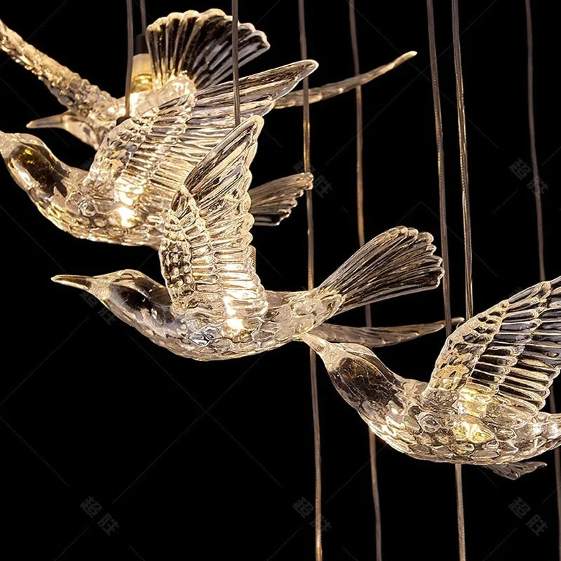 Afralia™ Bird Design LED Chandelier for Luxury Living Room and Restaurant