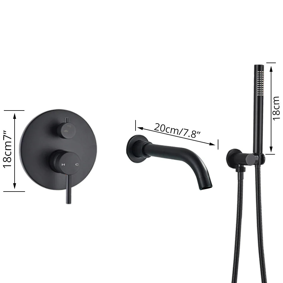 Afralia™ Dual Handle Bathtub Faucet Set with Hand Sprayer and Wall Mount Spout