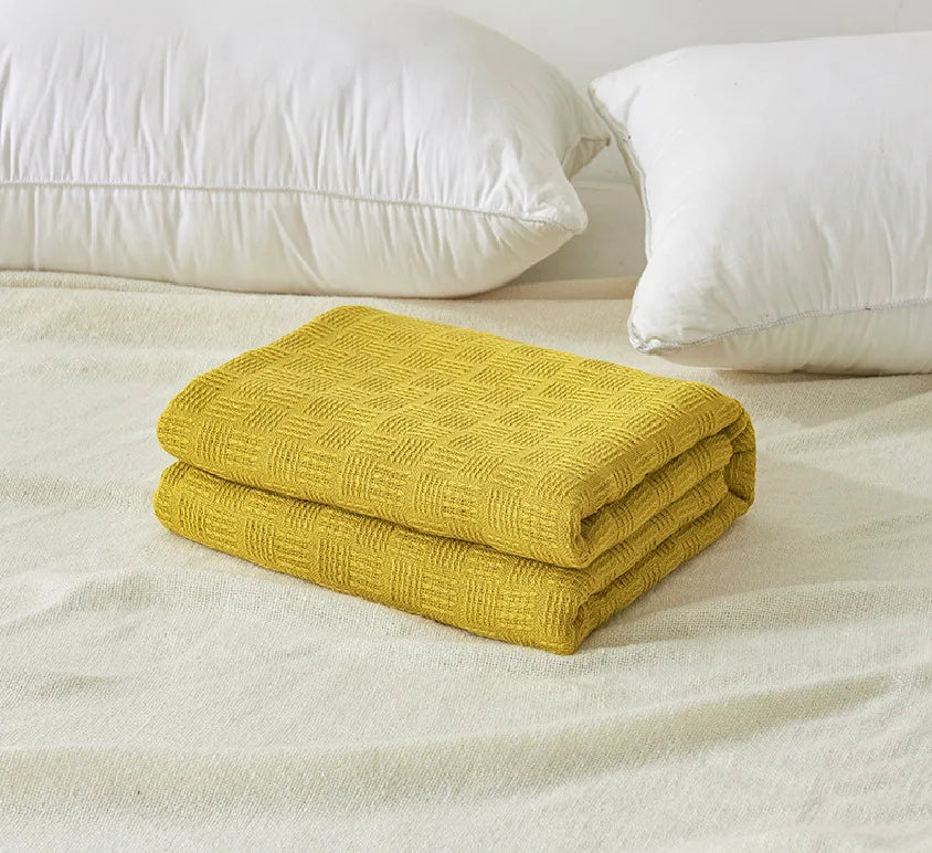 Afralia™ Cotton Waffle Towel Quilt Single Blanket for Office & Picnics